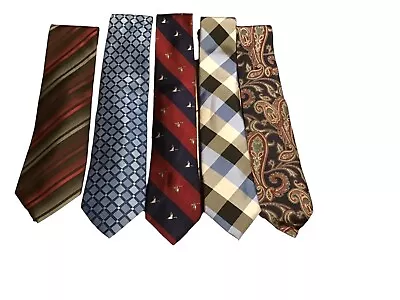 Lot Of 5 Assorted Men’s Neck Ties Van Heusen Club Room Saddlebred • $24.40