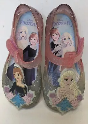 Disney Frozen 2 Anna & Elsa Glitter Jelly Shoes Toddler Girls 7  • $14