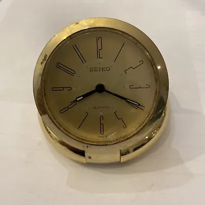 Vintage Seiko Quartz Gold Tone Travel Folding Alarm Clock Accurate Works As Seen • $9.29