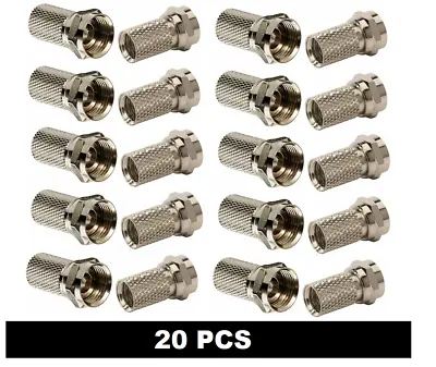 NEW 20 Pack F Type Male Twist On Connectors For RG6 Coaxial Coax Antenna Cable • $7.25