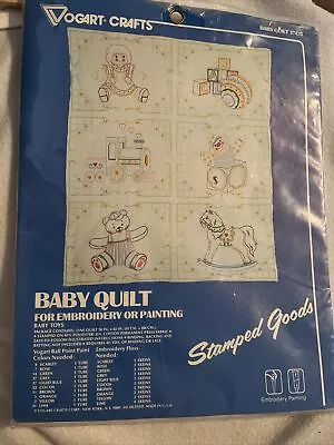 Vtg Vogart Kit Quilt Top Baby Toys Embroidery Fabric Paint Stamped Design 8743B • $10.79