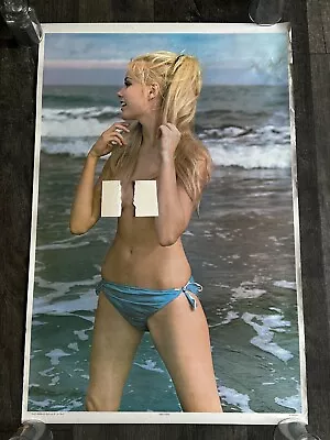 Hot Girl Sexy Babe Vintage Poster Blonde On The Beach 1972 Mancave Garage Shop • $49