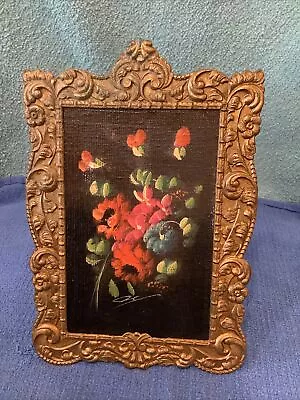 Vintage Still Life Mini Oil Painting With Frame Signed 7 1/4” X 5” • $25