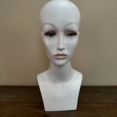 Vintage Fiberglass Mannequin Female Head Bust Store Display For Wig Pierced Ears • $40