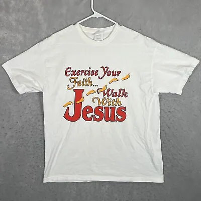 A1 Vintage 90s Exercise Your Faith Walk With Jesus T Shirt Adult Mens Large Mens • $11.99