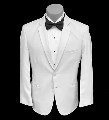 Men's Jean Yves White Tuxedo Jacket Two Button Modern Fitted Slim Fit Size 46L • $79.99