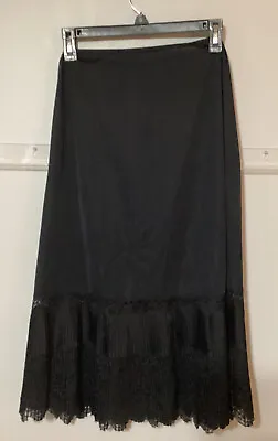 VAN RAALTE OPAQUELON HALF SLIP Black NYLON LACE CHIFFON ACCORDION PLEATS Medium • $19.07