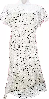 MIKAROSE Dress SZ M White With Polka Dot Short Sleeve  • $15