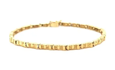 Gold Nugget Bracelet 3.10 Mm 14k Yellow Gold 7” Vintage • $621.99