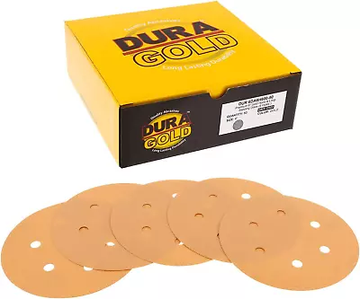 Dura-Gold Premium 600 Grit 6 Gold Sandpaper Discs 6 Hole Pattern Dustless Box • $28.32