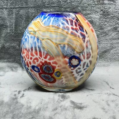 Vintage Murano Italian Millefiori Cane Art Glass Vase Rare! • $79.99