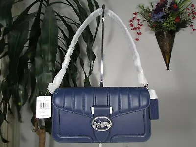 $185 • Buy NWT Coach Leather Georgie Shoulder Bag With Linear Quilting 5567 Cobalt