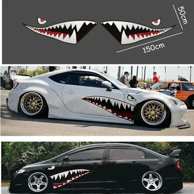 2x 59'' Full Size Shark Mouth Tooth Teeth Graphics Vinyl Car Sticker Decal Decor • $27.15