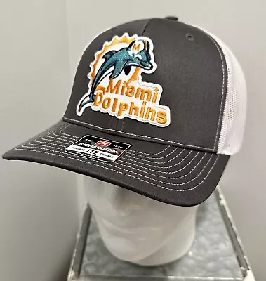 Dolphins Football Throwback Custom Made Gray & White Richardson 112 Snapback Hat • $24