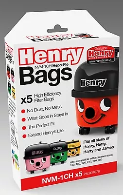 5 X Genuine Numatic Henry Edward Nuvac Rucksack Hepa Flo Vacuum Cleaner Bags • £9.99