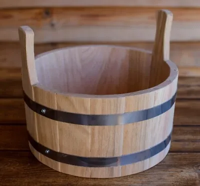 1.3Gal 1.8Gal  (57 Liters) Sauna Ash Oak Wooden Bucket Bowl SPA Bath Pool • $119