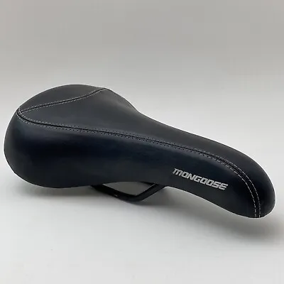 Vintage Mongoose Seat Saddle Black MTB Padded White Stitching Mountain A51 • $15