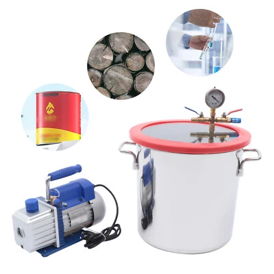 $155.01 • Buy 5 Gallon Vacuum Chamber Kit With 5 CFM 1/3HP Vacuum Pump Degassing Chamber 110V