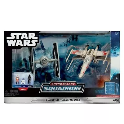 STAR WARS Micro Galaxy Squadron X-WING TIE FIGHTER Evasive Action Battle 2 Pack • $33.95