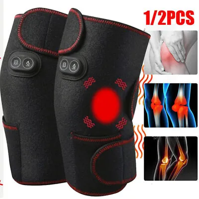 Electric Knee Heated Massager Pad Warmer Brace For Therapy Arthritis Pain Relief • $22.97