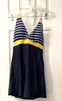 Womens Nautical Halter Tankini Top Swim Bathing Suit Swim Dress Top XXL Blue • $18.99