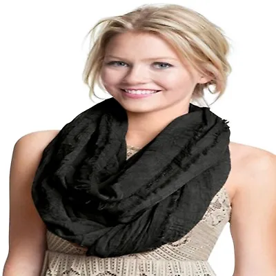 CJ Apparel Black Nepalese Mobius Infinity Scarf Seconds Snood Cowl Tube Shawl • £17.99