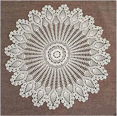 36  Vintage Hand Crochet Tablecloth Round Lace Table Cloth Topper Doily Wedding • $13.99