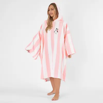 £19.99 • Buy Striped Hooded Poncho Beach Towel Adult Bath, Swimming Beach Changing Robe