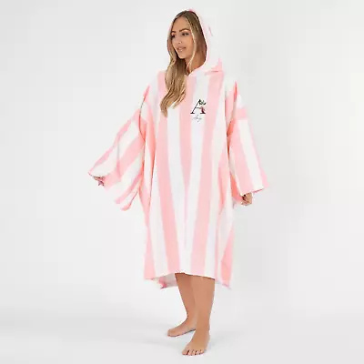 £22.99 • Buy Striped Hooded Poncho Beach Towel Adult Bath, Swimming Beach Changing Robe