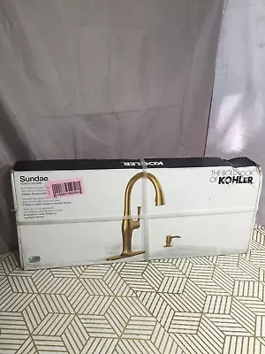 KOHLER Sundae Modern Brushed Brass Pull-Down Faucet W/ Soap Dispenser *NEW* • $134.99