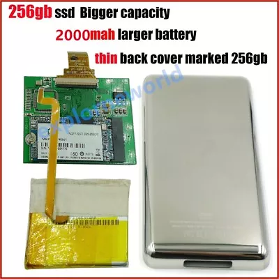 256GB SSD + 2000mAh Battery + Case For IPod Classic 7th Gen 1.8  MK1634GAL 160GB • $99.99