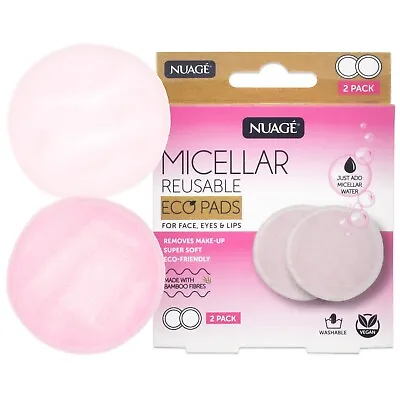 REUSABLE MAKE UP REMOVER PADS 2Pc Facial Face Cleansing Washable ECO FRIENDLY • £3.98