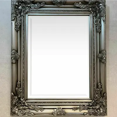 £25.99 • Buy Silver Ornate Mirror Shabby Chic Framed Wall Hanging Decorative Baroque Art 53cm