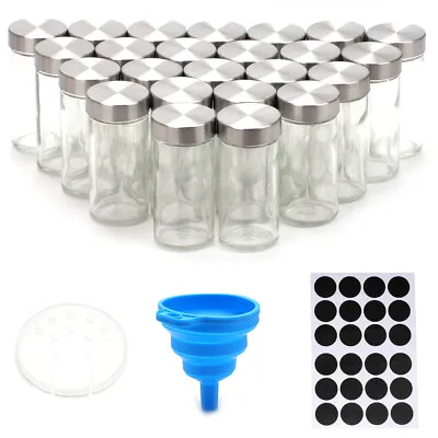 24pcs Spice Jar Glass Bin 100ML Dispenser Bottle 3.5oz Storage Container Shaker • $28.99