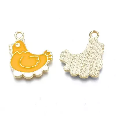 £4.50 • Buy 10 Cute Chicken Hen Gold Tone Charm Pendants With Enamel Detail