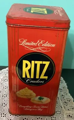 Vintage Tin Advertising RITZ Crackers Red Limited Edition Nabisco Can 1987 • $12
