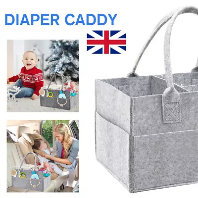 Baby Diaper Organizer Caddy Felt Changing Nappy Kids Storage Carrier Bag Grey UK • £6.89