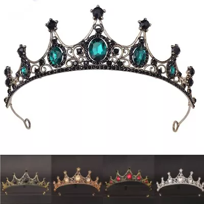 Vintage Queen Crown Baroque Rhinestone Alloy Bridal Wedding Pageant Prom Crowns • $12.56