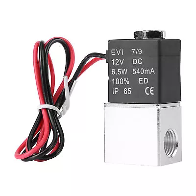 12V DC 1/4 2 Way Normally Closed Pneumatic Electric Solenoid Air Valve • £9.42