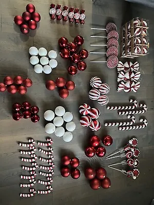 Candy Cane Christmas Tree Decorations Red & White Bundle • £179.99