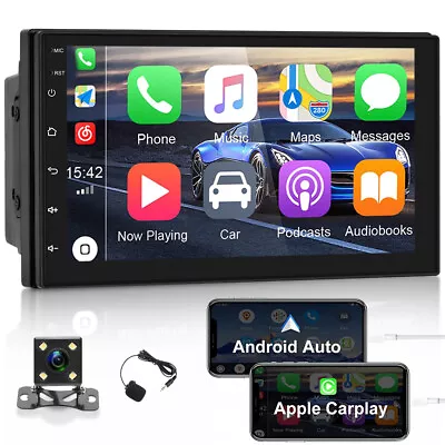 7  Double Din Car Stereo With Apple Carplay & Android Auto Play MP5 Radio+Camera • $75.90