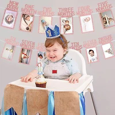 1st Birthday Baby Photo Banner For First To 12 Months Monthly Milestone Photo • £3.79