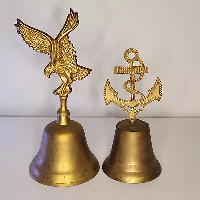 2 Vintage Solid Brass American Eagle Anchor Bell Patriotic Made In India • $40