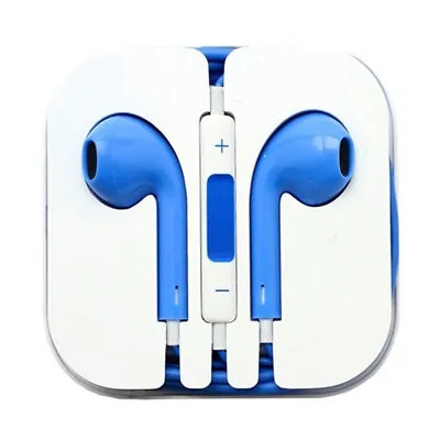 3.5mmBlue Earphones Mic Handsfree Compatible For Apple IPhone 66+ 5s 5 4S 4 • £2.95