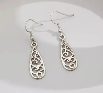 £3.69 • Buy Boho Ethnic Silver Teardrop Drop Dangle Earrings UK