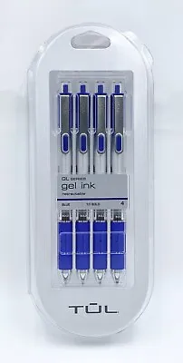 $7.99 • Buy TUL Gel Pens, Bold Point, 1.0 Mm, Silver Barrel, Blue Ink, Pack Of 4 Pens