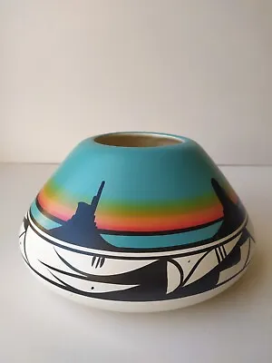 Vintage Native American Navajo Pottery Bowl Vase Signed • £15