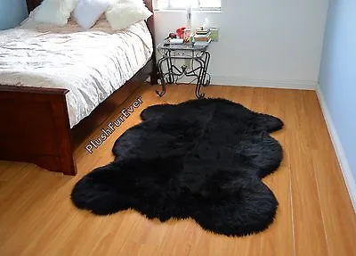 $78.21 • Buy Shag Throw Rug Carpet 5' Luxury Or Rustic Lodge Cabin Black Sheepskin Bear Skin 