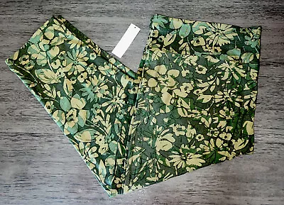 Terra & Sky Women's Plus Size Printed Capri Leggings Super Soft Green Floral • $12.99