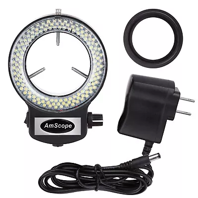 AmScope 144-LED Adjustable Compact Microscope Ring Light +Adapter W Black Finish • $49.99